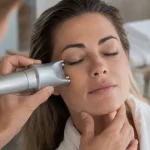 Soin visage lpg : praticien appliquant des micro-pulsations près de l’œil
