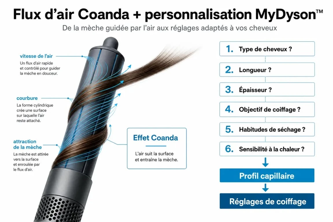 Nouveau soin des cheveux Dyson : fonctionnement du flux d’air Coanda et personnalisation MyDyson™