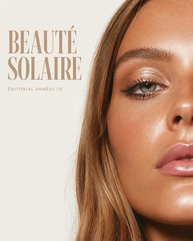 Maquillage année 70 : look vintage lumineux avec fard irisé, mascara et gloss