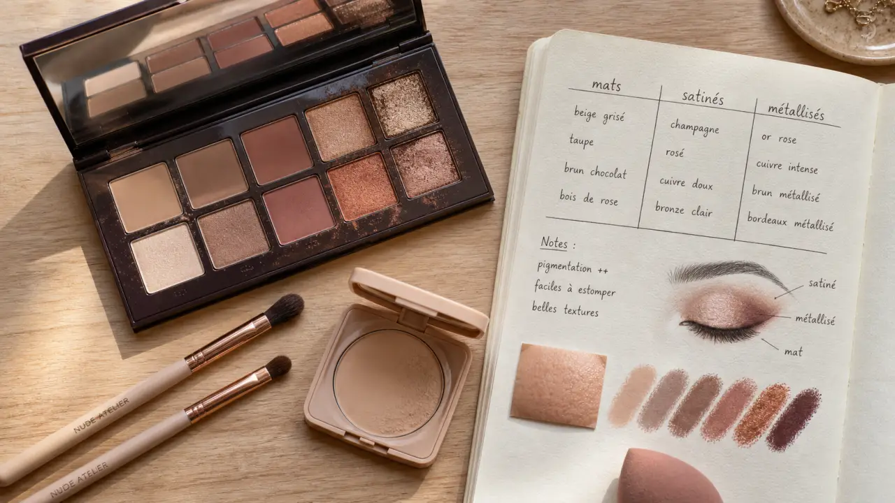 Maquillage palette Nocibé, teintes utiles et pinceaux