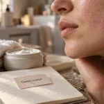 Dartres peau : plaque sèche rosée sur joue et menton, crème émolliente