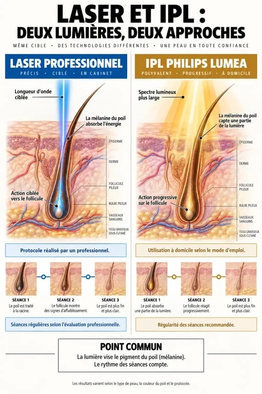 Infographie sur l'épilation laser Philips et la lumière pulsée IPL Philips Lumea