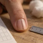 Ongles traits noirs : trait noir sur l’ongle, photo macro